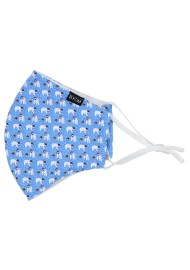 Holiday Face Mask with Polar Bears in Santa Hats in Ice Blue Flat