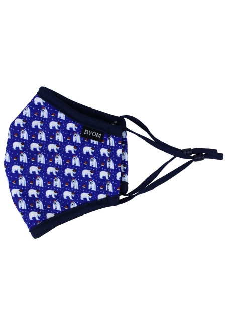 Navy Kids Masks with Polar Bears in Santa Hats