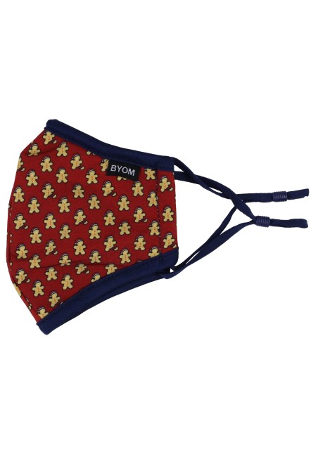 Dark Red Mask for Kids with Gingerbread Men