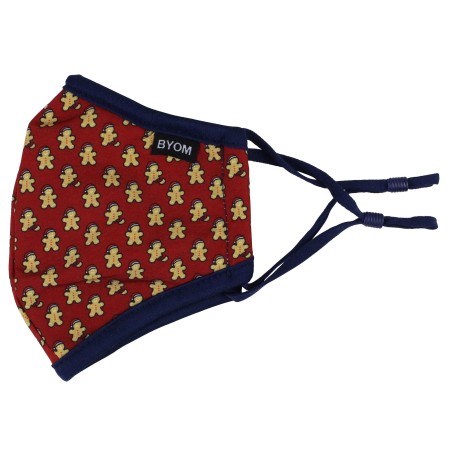 Dark Red Mask for Kids with Gingerbread Men