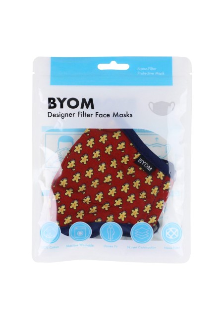Dark Red Mask for Kids with Gingerbread Men in Bag