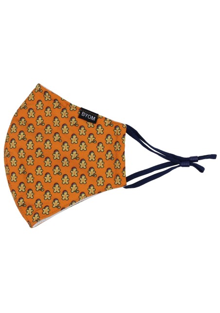 Golden Orange Gingerbread Man Face Mask Flat