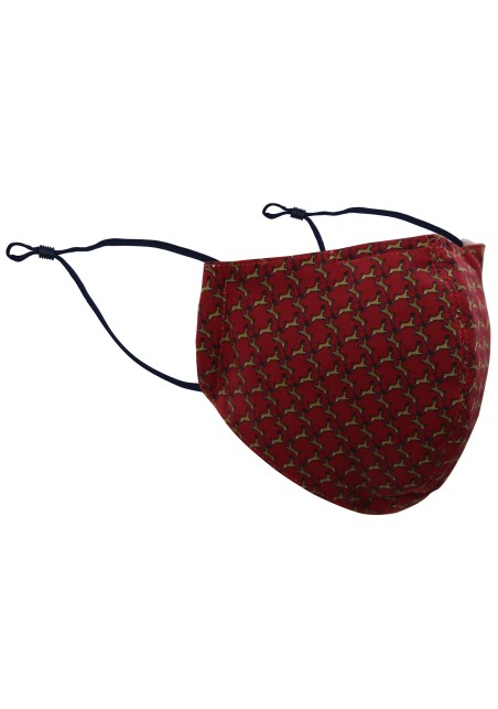 Burgundy and Brown Reindeer Print Mask