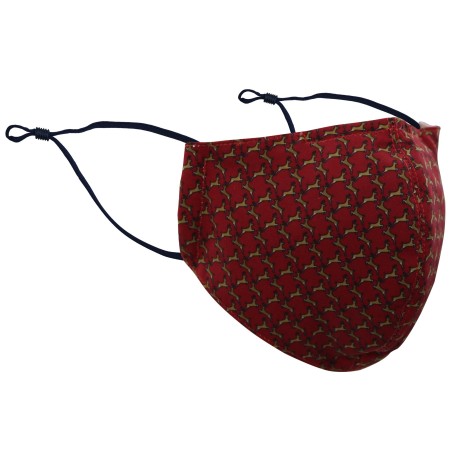 Burgundy and Brown Reindeer Print Mask