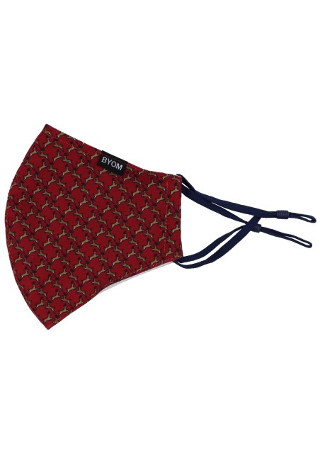 Burgundy and Brown Reindeer Print Mask Flat