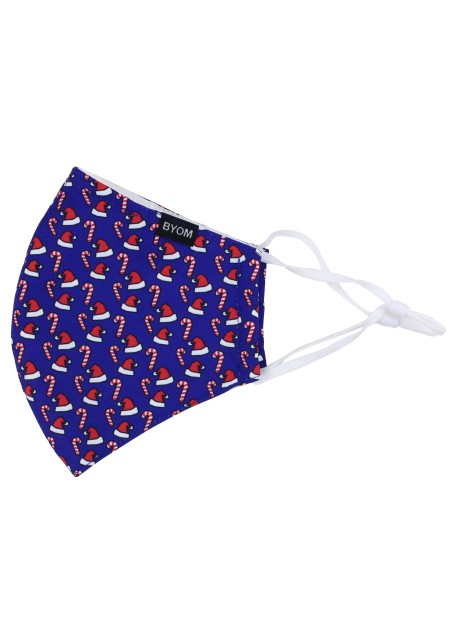 Royal Blue Mask with Candy Canes and Santa Hats Flat