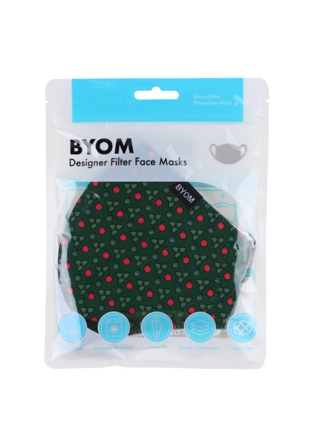 Green Holly Plant Christmas Mask in Bag