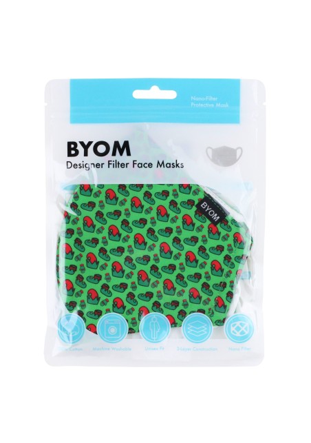 Bright Green Elf Print Face Mask in Bag