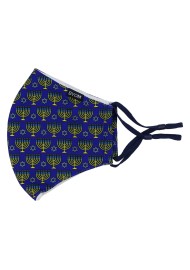 Hanukkah Print Face Mask in Blue and Gold Flat