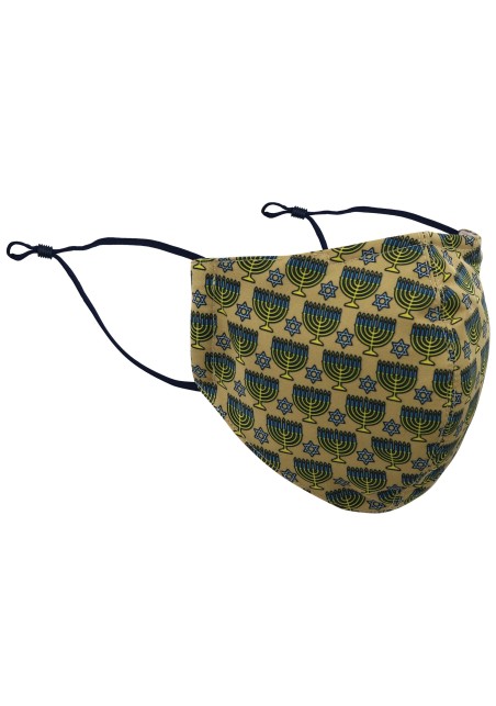 Menorah Print Mask in Gold