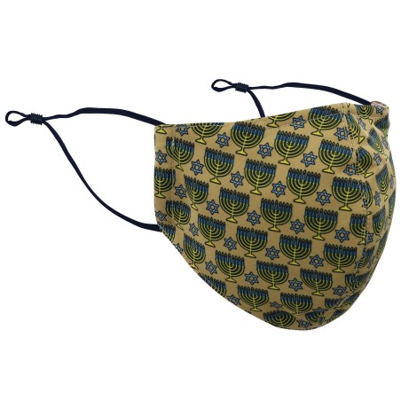 Menorah Print Mask in Gold