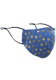 Dreidel Print Face Mask in Blue and Gold