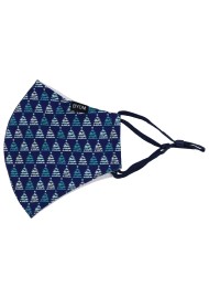 Christmas Tree Print Face Mask in Blue and Teal Flat