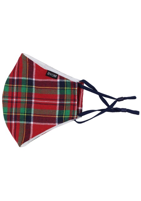 Christmas Plaid Face Mask in Green, Red, and Gold Flat