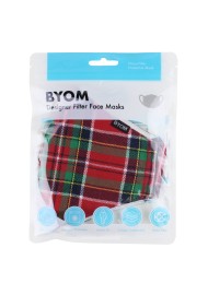 Christmas Plaid Face Mask in Green, Red, and Gold in Bag