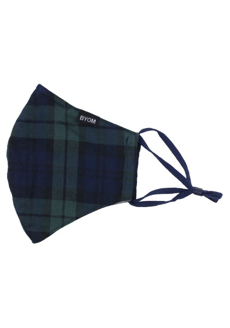 Holiday Tartan Plaid Mask in Dark Green and Navy Flat