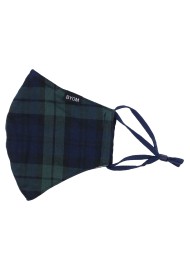 Holiday Tartan Plaid Mask in Dark Green and Navy Flat