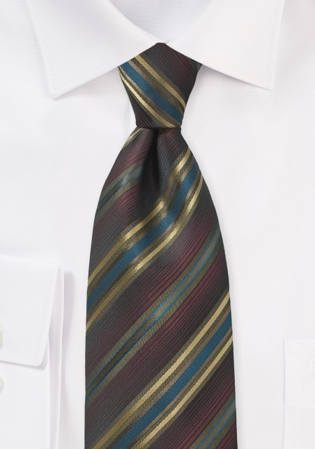 Espresso Brown and Gold Striped Tie