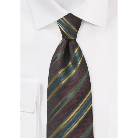 Espresso Brown and Gold Striped Tie