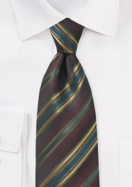 Espresso Brown and Gold Striped Tie