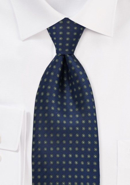 Navy & Green Polka Dot Tie