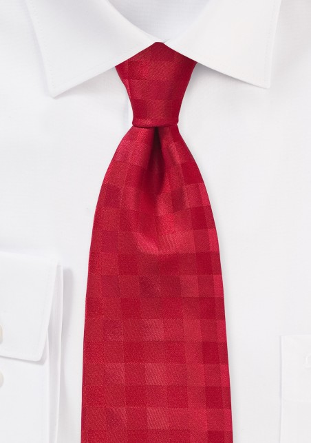 Monochromatic Gingham Tie in Bright Red