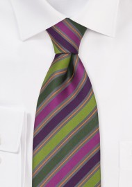 Silk Tie by Cavallieri in Green, Pink, Orange, Gray