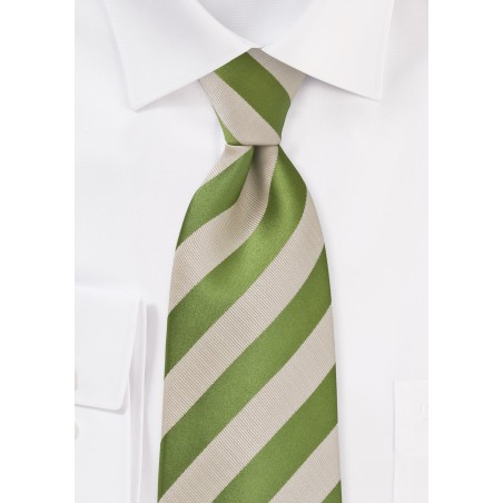 Fern Green and Tan Striped Tie