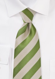 Fern Green and Tan Striped Tie
