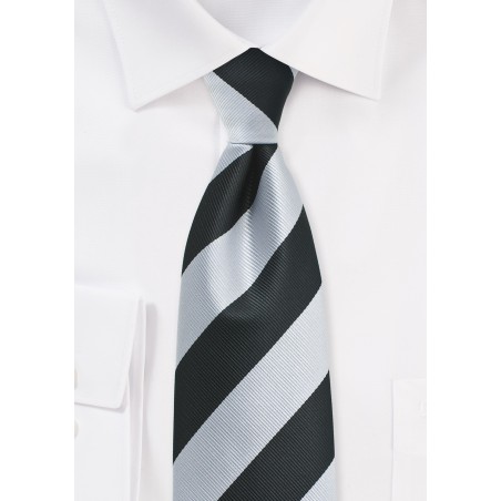 Elegant Silver and Black Repp Striped Tie