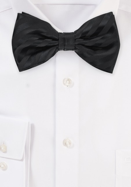 Classic Tonal Stripe Black Bow Tie