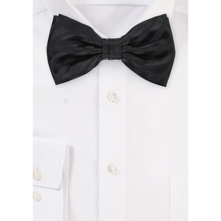 Classic Tonal Stripe Black Bow Tie