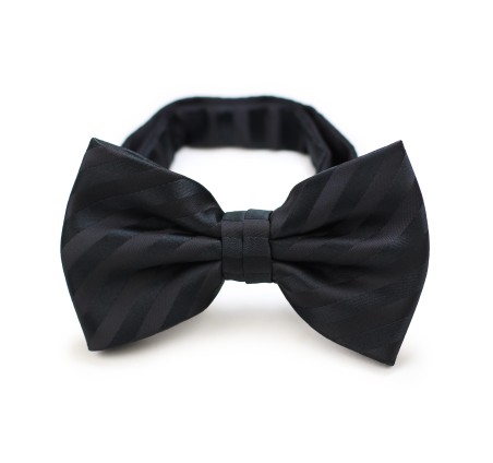 Classic Tonal Stripe Black Bow Tie