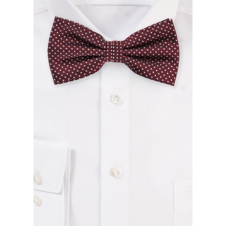 Elegant Pin Dot Bow Tie in Burgundy