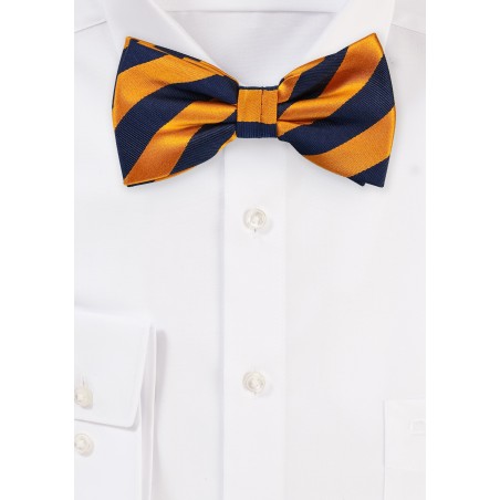 Orange and Navy Striped Bow Tie