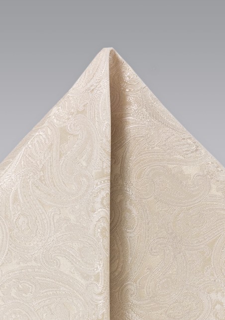 Light Tan Paisley Pocket Square