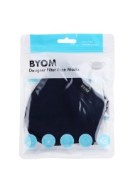 Solid Navy Filter Mask in Cotton in Bag