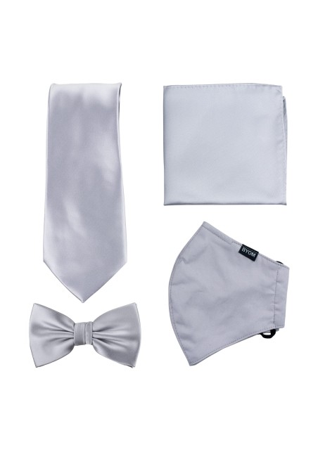 Silver Gray Mask and Tie Set