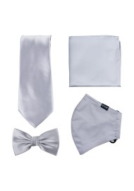 Silver Gray Mask and Tie Set
