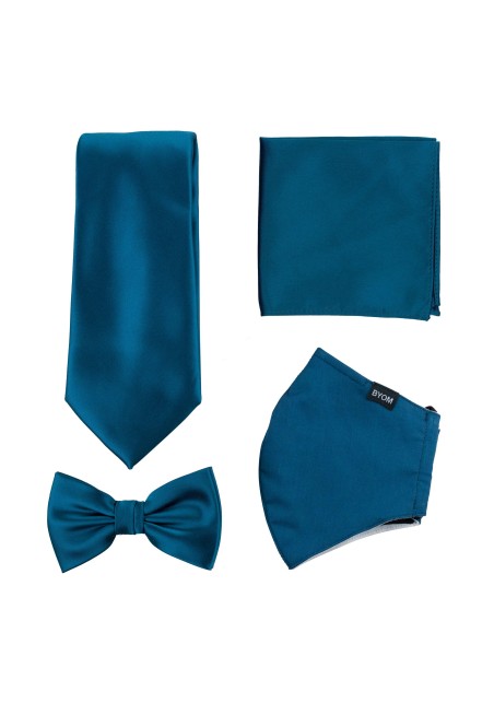 Teal Blue Mask and Tie Set