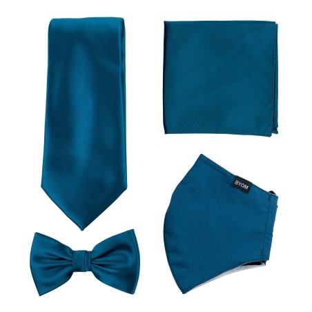 Teal Blue Mask and Tie Set
