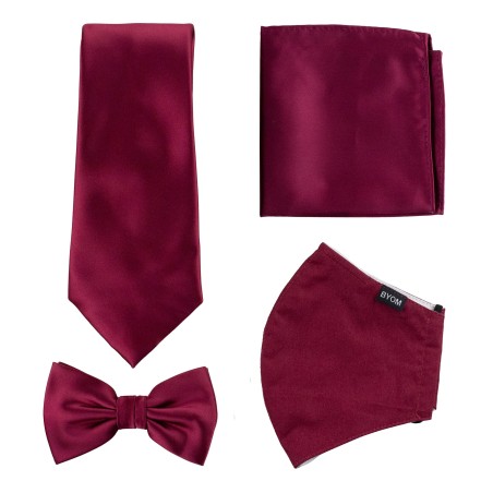 Burgundy Red Mask and Tie Set