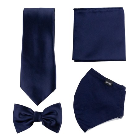 Solid Navy Mask and Tie Set