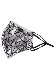 Geo Print NYE Mask in Black and Metallic Silver