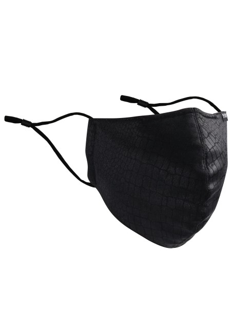 Croc Print Cotton Mask in Black