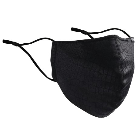 Croc Print Cotton Mask in Black