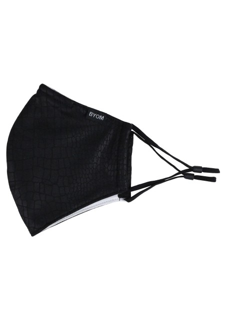 Croc Print Cotton Mask in Black