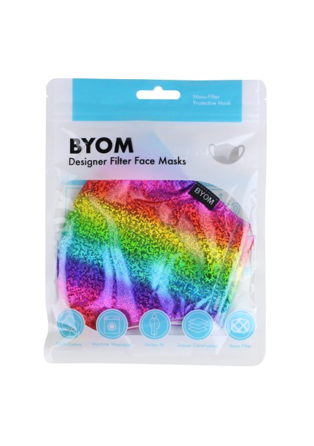 Rainbow Face Mask | Sparkly Glitter Rainbow Colored Face Mask