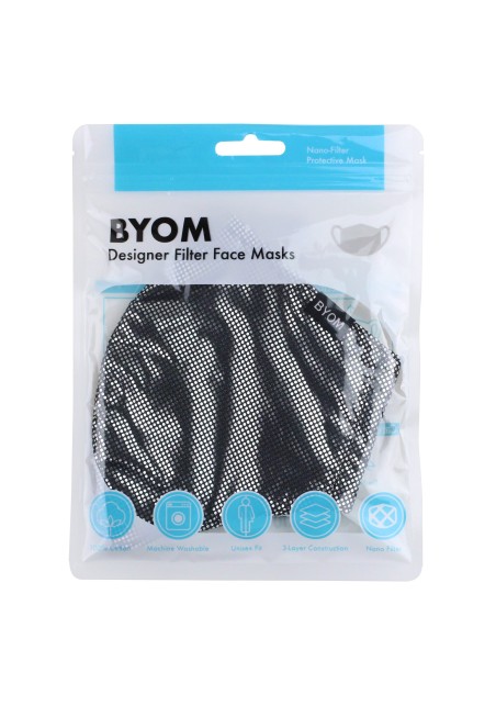 Metallic Pin Dot Mask in Black and Silver in Bag