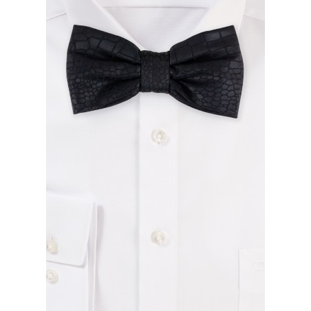 Croc Print Bow Tie in Black
